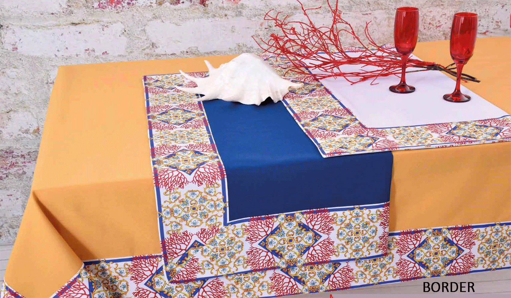 High Quality Cotton-Corals and Tiles - La Bottega delle Arti