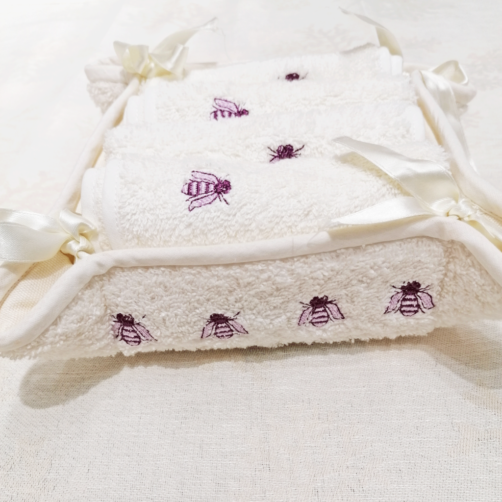 Cestino Con 4 Lavette In Cotone - Dimensioni 18x18x12 Cm, Colore Naturale | Per Cucina E Bagno - Foto 7